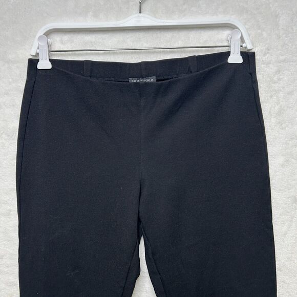 EILEEN FISHER Pull On Stretchy Mid Rise Knit Slacks Career Travel Black Sz S - Picture 2 of 8